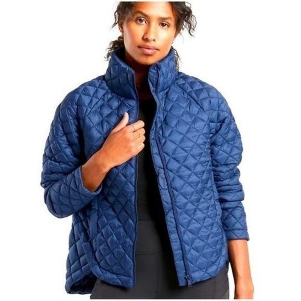 Athleta Whisper Featherless Puffer Jacket 3X Tall Blue Quilted Plus Size $199